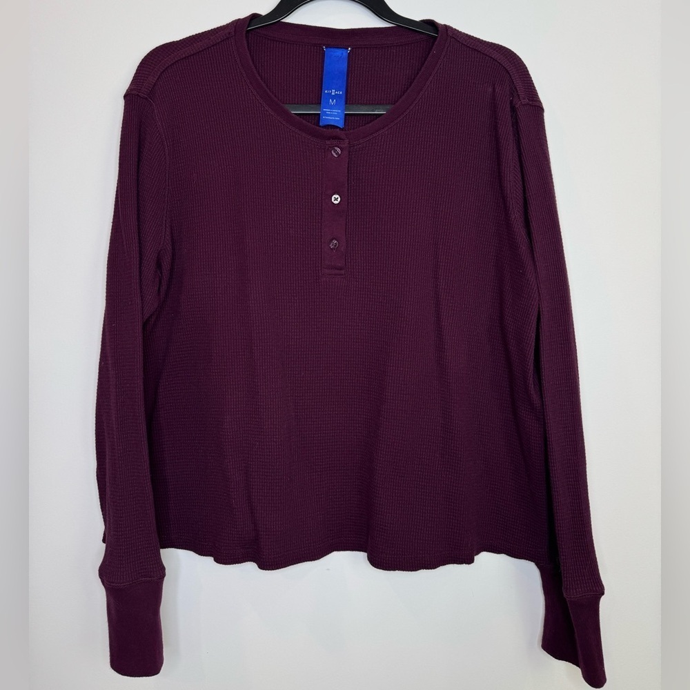 Kit and Ace Purple waffle oversized Buttoned Long Sleeve Tee size medium